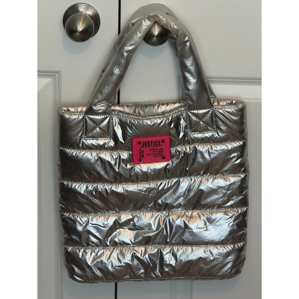 Justice Brand, Silver Shimmer, Puffer Travel Bag, Girl’s Accessories & Fun